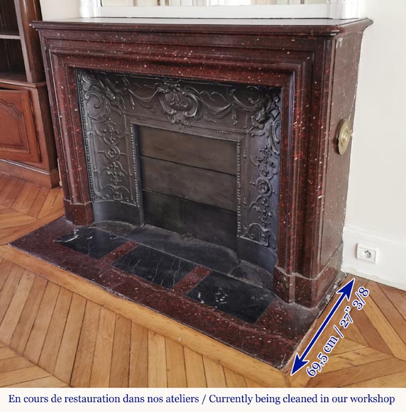 Louis XIV style moulding fireplace in a beautiful Red Griotte marble-5
