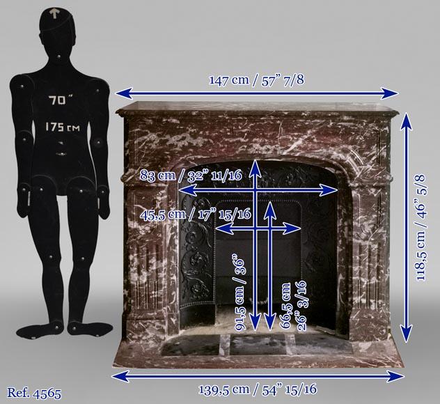 Regence style fireplace in Red of the North marble-11