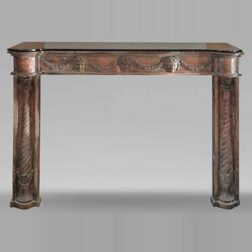 Rare terra cotta Louis XVI style mantel with twisted columns, early 19th century
