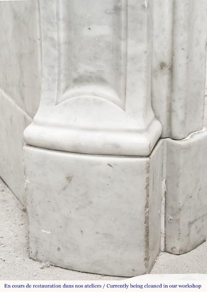Louis XV style fireplace with three shells, in Carrara marble-5