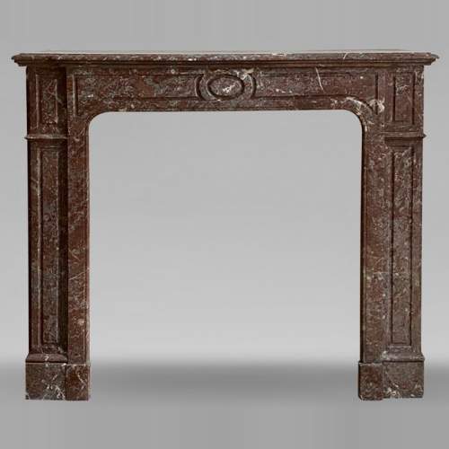 Pompadour fireplace place in Red of the North marble, 19th century