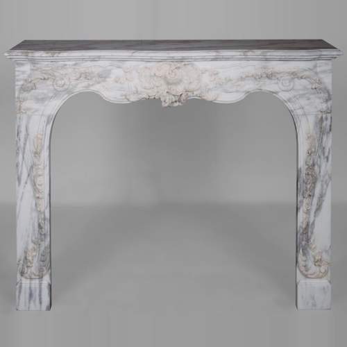 Louis XV style mantel in Arabescato marble