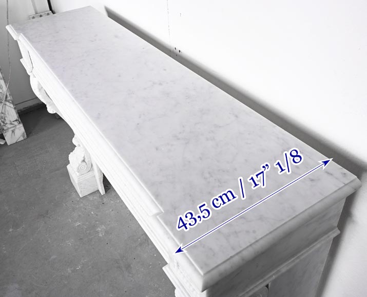 Napoleon III style scroll fireplace, richly sculpted, in Carrara marble Napoleon III style scroll fireplace, richly sculpted, in Carrara marble-12