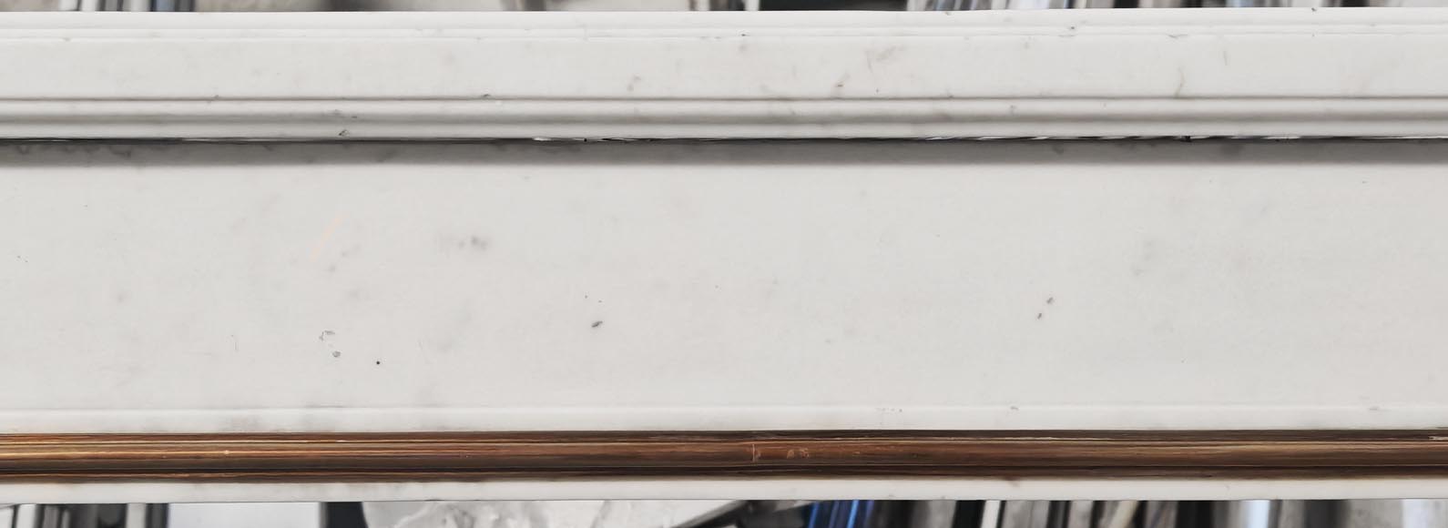 Statuary marble fireplace with caryatids and Brocatelle marble veneer Statuary marble fireplace with caryatids and Brocatelle marble veneer-1