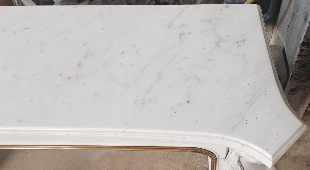Statuary marble fireplace with caryatids and Brocatelle marble veneer Statuary marble fireplace with caryatids and Brocatelle marble veneer-13