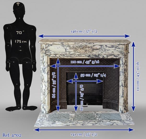 Louis XVI style mantel in Violet Breccia with a laurel crown-12