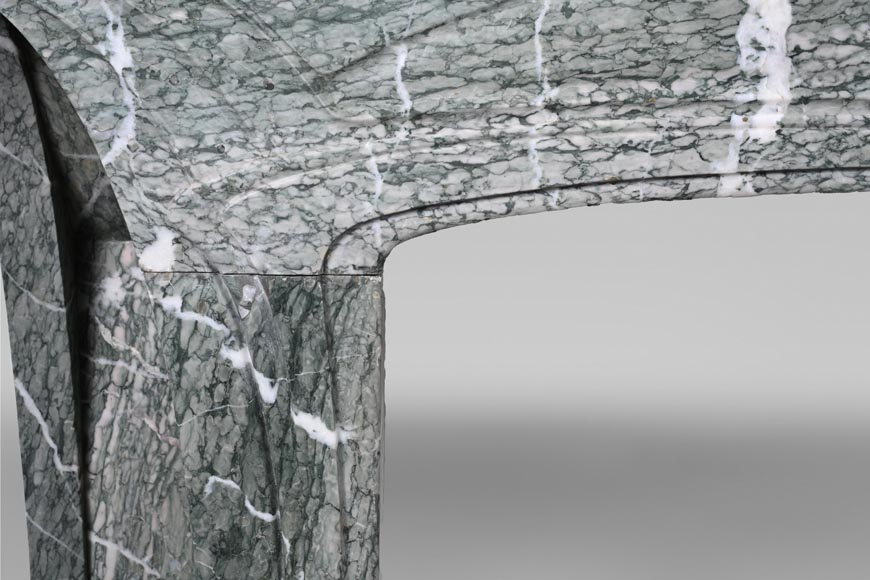 Tony SELMERSHEIM, Art Nouveau Mantelpiece in Green Campan Marble, 1910-4