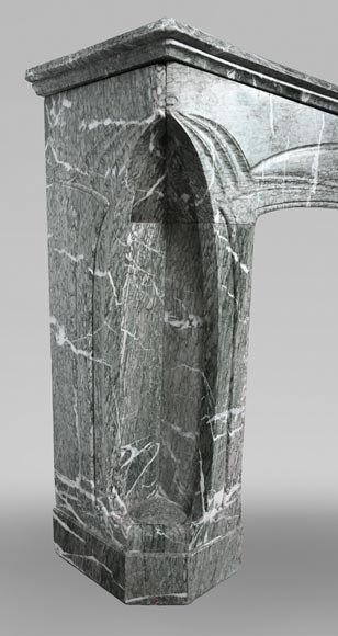 Tony SELMERSHEIM, Art Nouveau Mantelpiece in Green Campan Marble, 1910-5