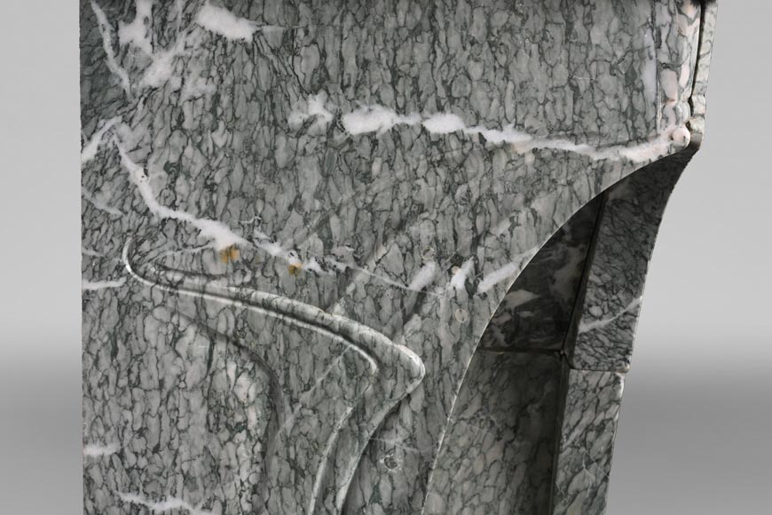 Tony SELMERSHEIM, Art Nouveau Mantelpiece in Green Campan Marble, 1910-8