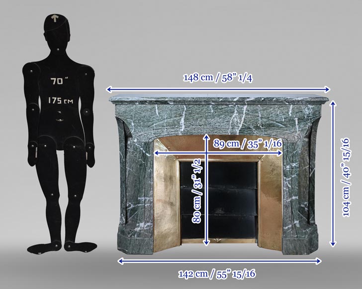 Tony SELMERSHEIM, Art Nouveau Mantelpiece in Green Campan Marble, 1910-16