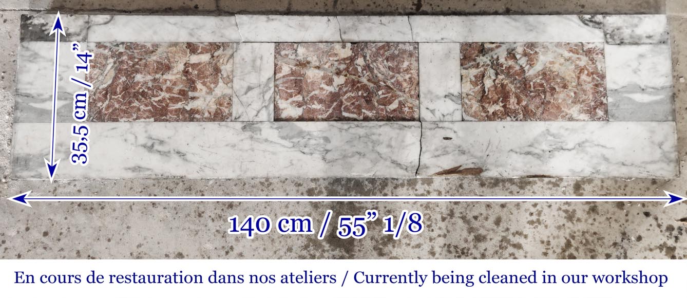 Louis XVI style fireplace decorated with a sunflower, in Arabescato marble-8