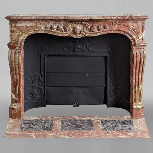 Louis XV style fireplace in Breche de Saint-Maximin marble