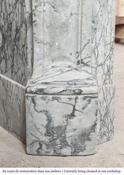 Louis XV style fireplace, Pompadour model, in blue floral marble-4
