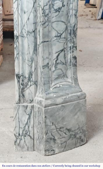 Louis XV style fireplace, Pompadour model, in blue floral marble-7