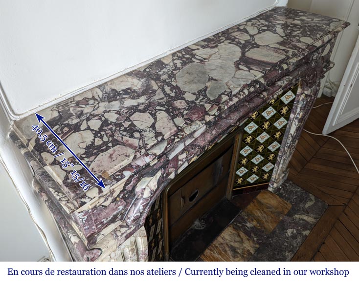 Regence style fireplace made with Fleur de Pêcher marble-10