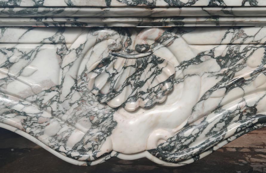 Modern Louis XV style fireplace in green veined marble-1