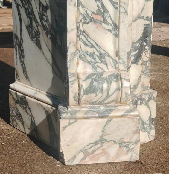 Modern Louis XV style fireplace in green veined marble-4