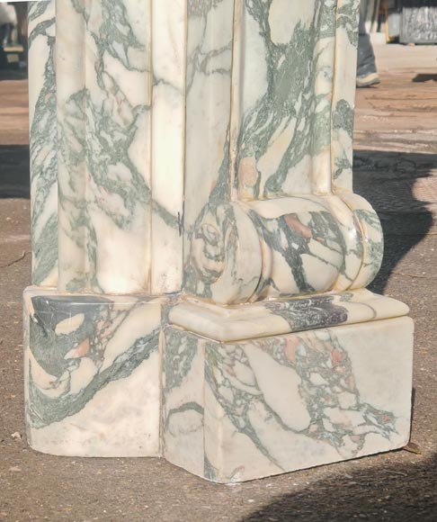 Modern Louis XV style fireplace in green veined marble-7