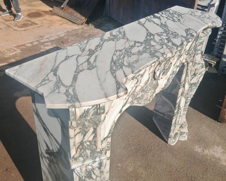 Modern Louis XV style fireplace in green veined marble-8