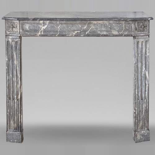 Antique Fireplace from the Louis XVI period in Ardennes gray marble
