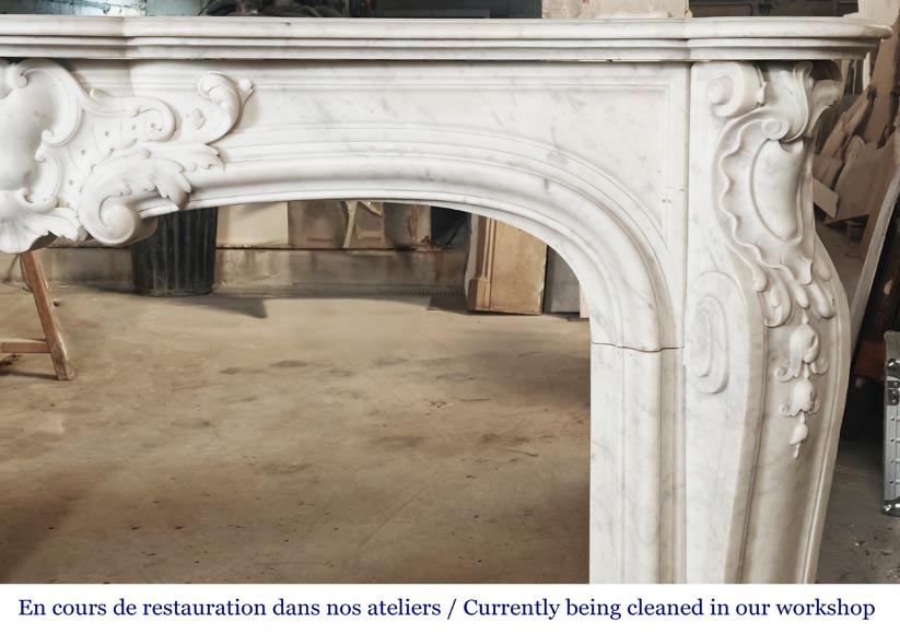 Important Regency style fireplace in Carrara marble-8