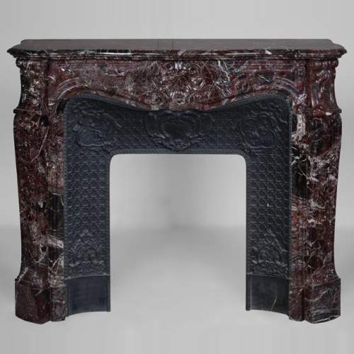 Louis XV style fireplace in Rosso Levanto marble