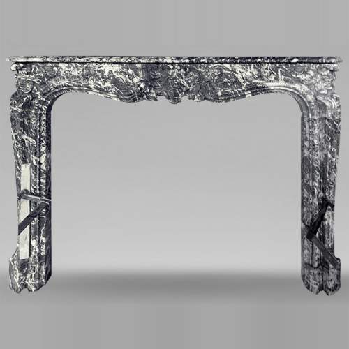Beautiful Louis XV period mantel in grey Sainte Anne marble
