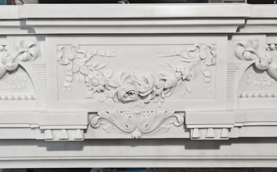 Highly carved Napoleon III style Carrara marble fireplace Highly carved Napoleon III style Carrara marble fireplace-1