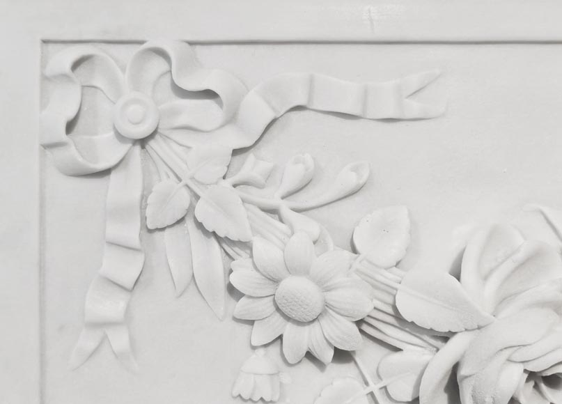 Highly carved Napoleon III style Carrara marble fireplace Highly carved Napoleon III style Carrara marble fireplace-2