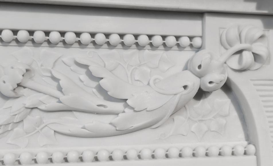 Highly carved Napoleon III style Carrara marble fireplace Highly carved Napoleon III style Carrara marble fireplace-3