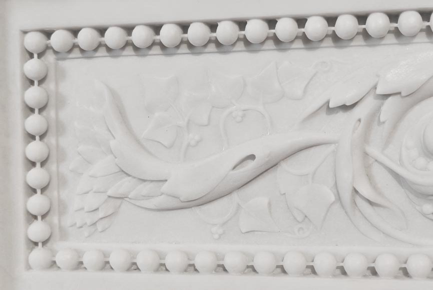 Highly carved Napoleon III style Carrara marble fireplace Highly carved Napoleon III style Carrara marble fireplace-4