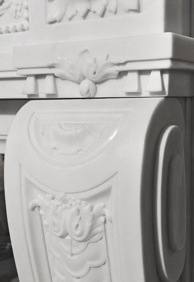 Highly carved Napoleon III style Carrara marble fireplace Highly carved Napoleon III style Carrara marble fireplace-11