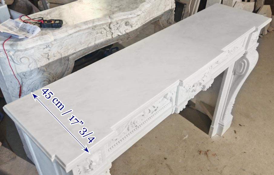 Highly carved Napoleon III style Carrara marble fireplace Highly carved Napoleon III style Carrara marble fireplace-13