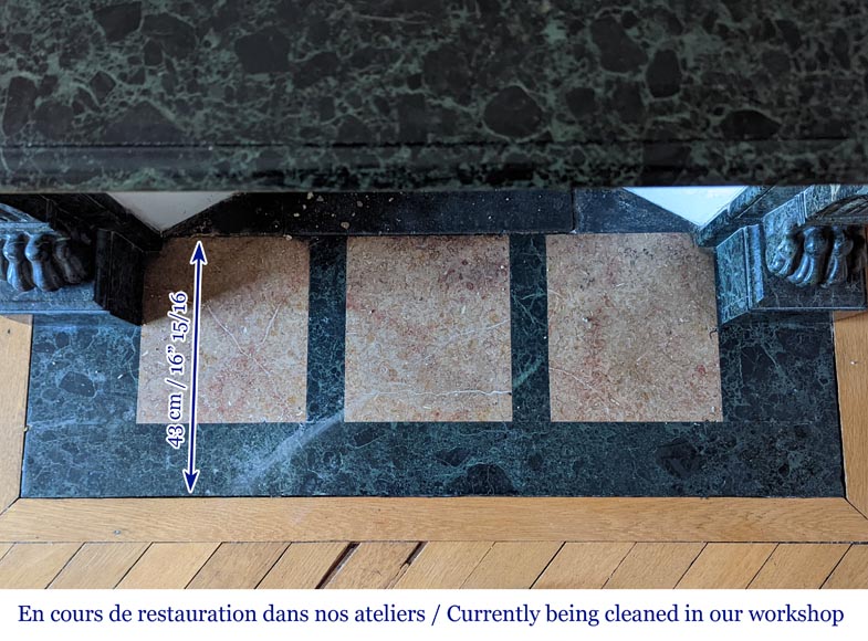 Napoleon III style mantel with lion paws in vert de mer marble-9