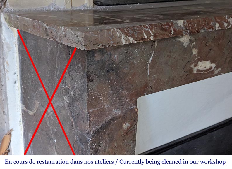 Louis XVI style mantel in Rouge du Nord marble-3