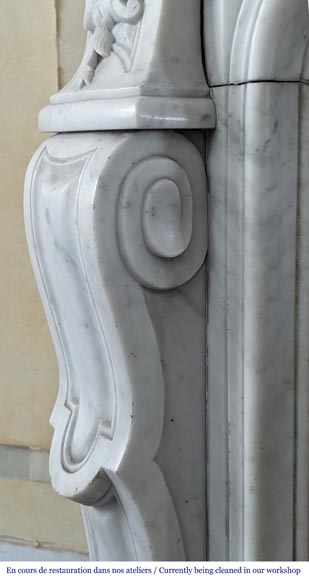 Large Louis XV style Carrara marble mantel with rich decoration-6