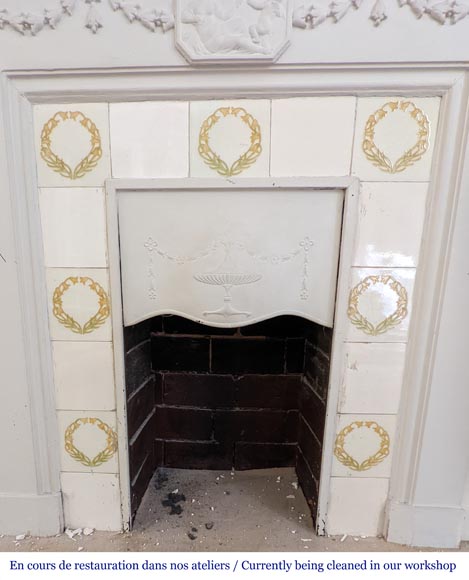 Louis XVI style wood mantel decorated with a mythological scene-4