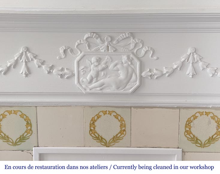 Louis XVI style wood mantel decorated with a mythological scene-8