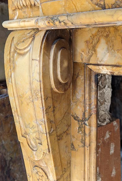 Louis XVI style mantel adorned with interlacing flowers in Sienna Brocatelle.-4