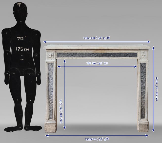 Louis XVI period stone and marble mantel-10