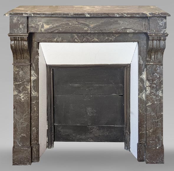 Napoleon III style mantel with modillions in Rouge du Nord marble-0