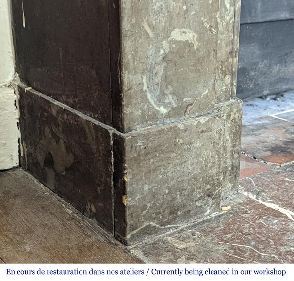 Napoleon III style mantel with modillions in Rouge du Nord marble-4