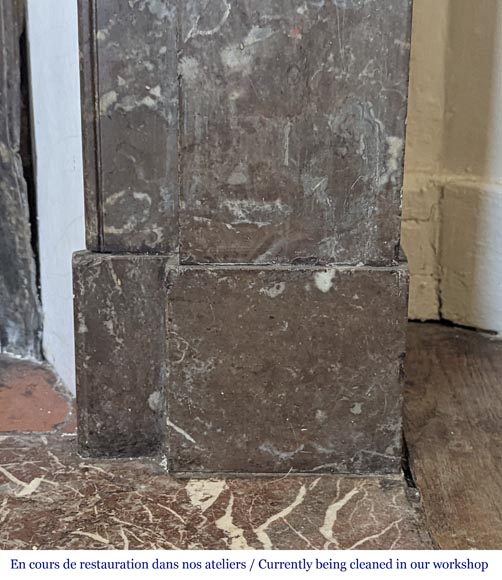 Napoleon III style mantel with modillions in Rouge du Nord marble-7