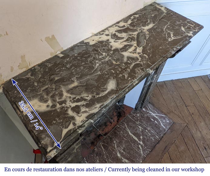 Napoleon III style mantel with modillions in Rouge du Nord marble-8