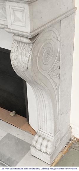 Napoleon III period fireplace with lion's paw feet, in Carrara marble-6
