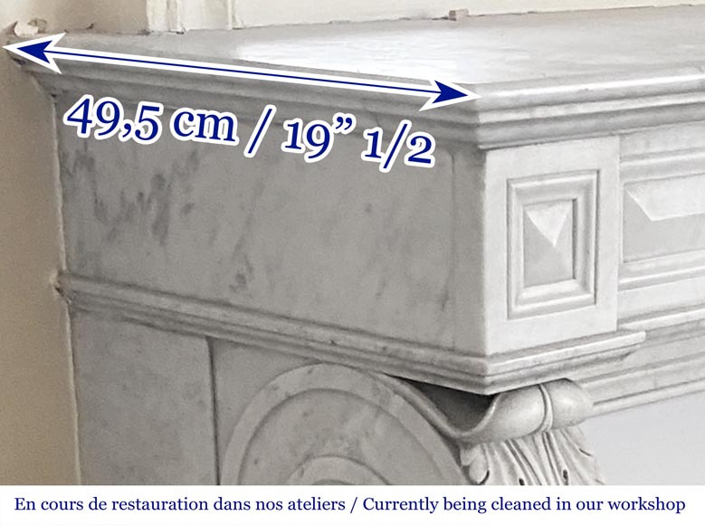 Napoleon III period fireplace with lion's paw feet, in Carrara marble-8