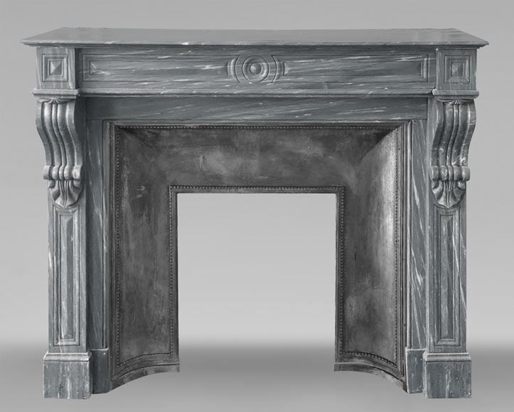 Napoleon III style Capucine model fireplace in blue Turquin marble-0
