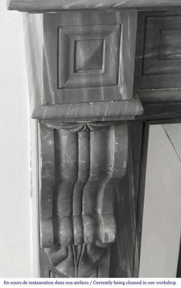 Napoleon III style Capucine model fireplace in blue Turquin marble-4