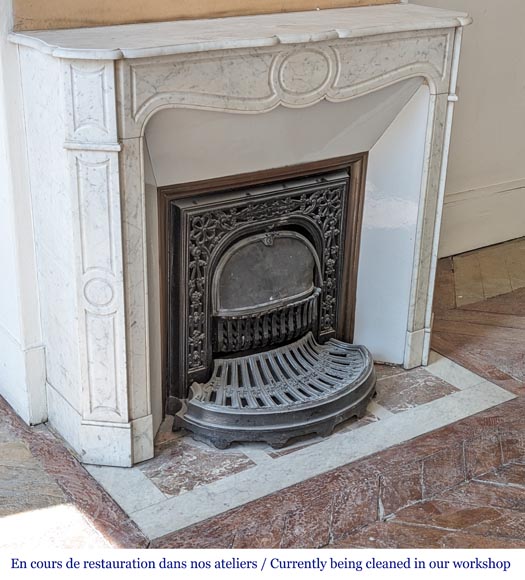 Louis XV style Pompadour mantel in Carrara marble-2