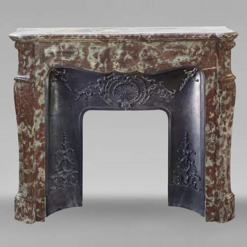 Louis XV style Pompadour mantel in Rouge du Nord marble